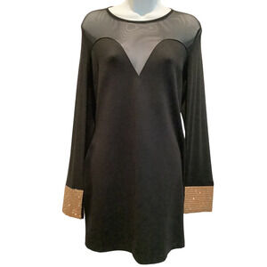 Fashion Nova Black Stretch Knit Dress with Gold Cuffs 2X 16-18